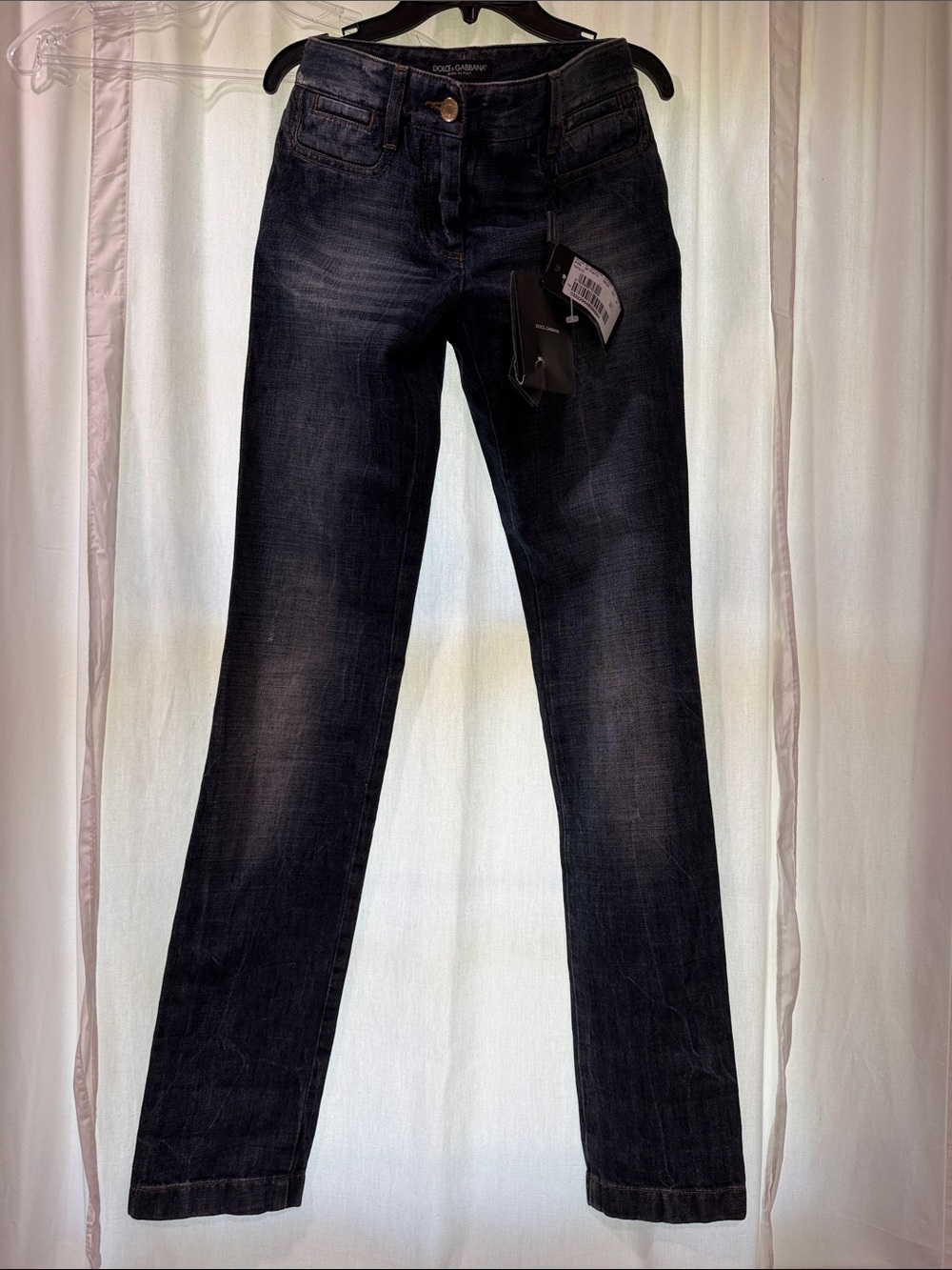 NWT Vintage Low Rise Dolce & Gabbana Dark Blue Straight Leg Jeans Size 2/26